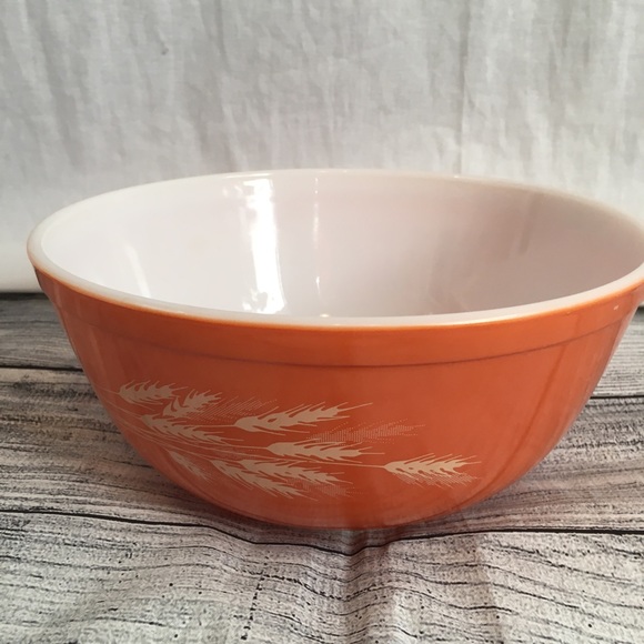 Pyrex Vintage Autumn Harvest Orange Wheat Nesting Bowl Mixing Bowl Collectible - Picture 5 of 8